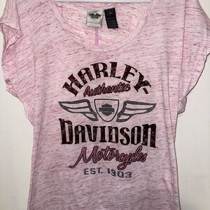 Harley-Davidson Pink and Gray Logo Tee